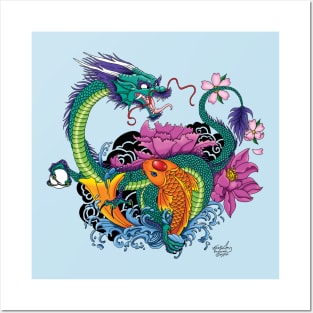 Water Dragon & Koi Posters and Art